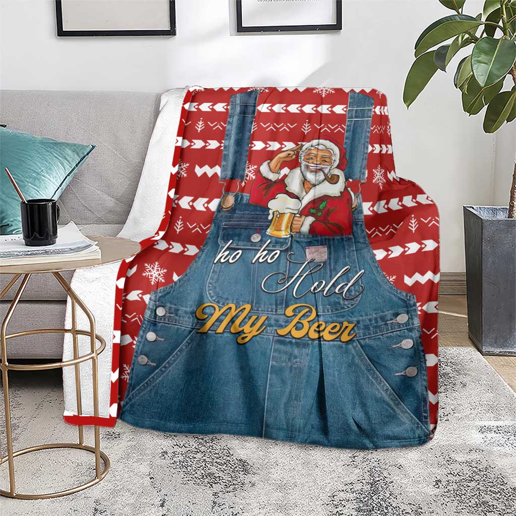 Ho Ho Hold My Beer Santa Christmas Design Blanket Xmas Holiday Patterns - Wonder Print Shop