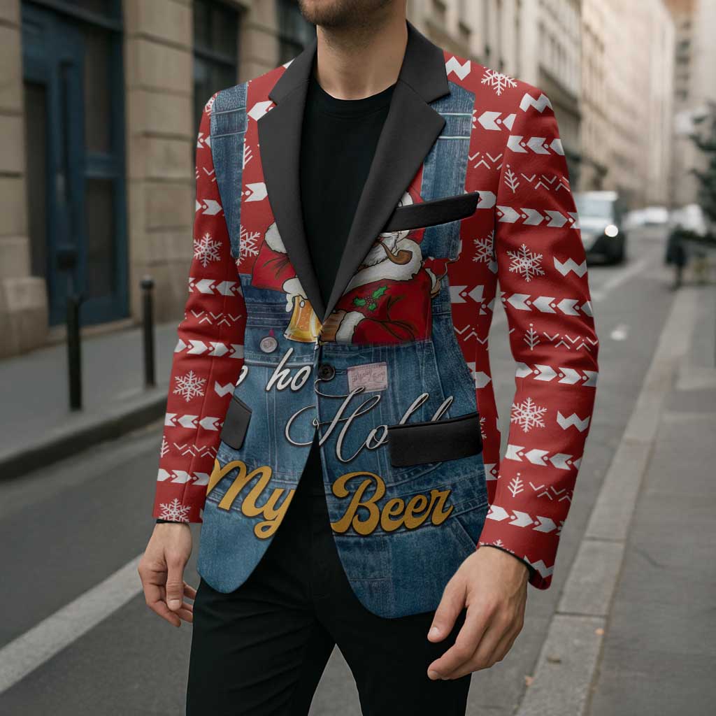 Ho Ho Hold My Beer Santa Christmas Design Blazer Xmas Holiday Patterns - Wonder Print Shop