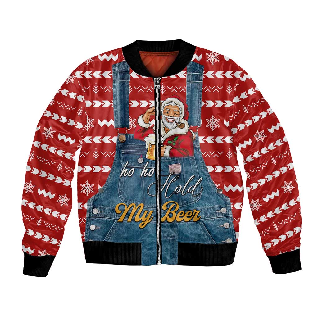 Ho Ho Hold My Beer Santa Christmas Design Bomber Jacket Xmas Holiday Patterns - Wonder Print Shop