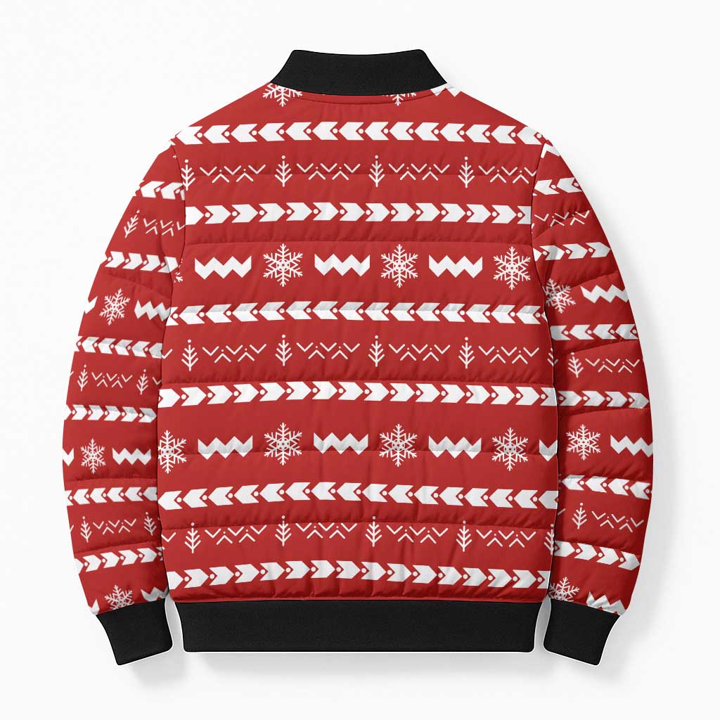 Ho Ho Hold My Beer Santa Christmas Design Bomber Puffer Jacket Xmas Holiday Patterns - Wonder Print Shop