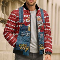 Ho Ho Hold My Beer Santa Christmas Design Bomber Puffer Jacket Xmas Holiday Patterns - Wonder Print Shop