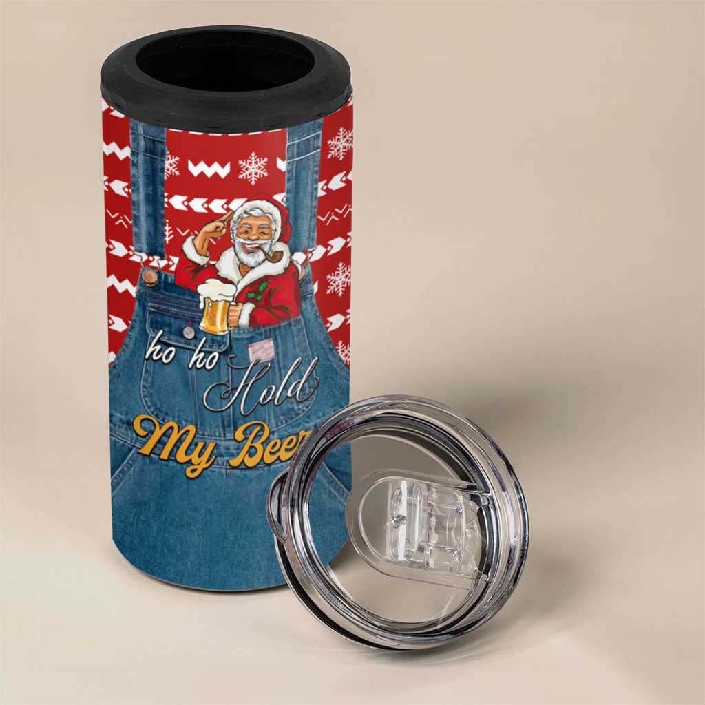 Ho Ho Hold My Beer Santa Christmas Design 4 in 1 Can Cooler Tumbler Xmas Holiday Patterns - Wonder Print Shop