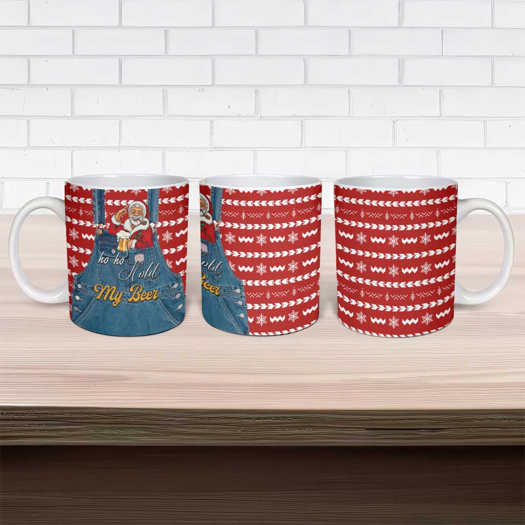 Ho Ho Hold My Beer Santa Christmas Design Ceramic Mug Xmas Holiday Patterns - Wonder Print Shop