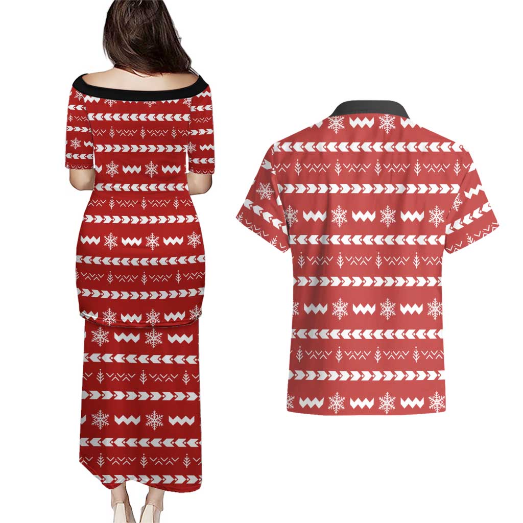 Ho Ho Hold My Beer Santa Christmas Design Couples Matching Puletasi and Hawaiian Shirt Xmas Holiday Patterns - Wonder Print Shop