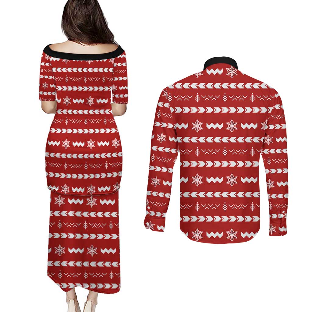 Ho Ho Hold My Beer Santa Christmas Design Couples Matching Puletasi and Long Sleeve Button Shirt Xmas Holiday Patterns - Wonder Print Shop