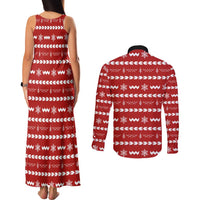 Ho Ho Hold My Beer Santa Christmas Design Couples Matching Tank Maxi Dress and Long Sleeve Button Shirt Xmas Holiday Patterns - Wonder Print Shop