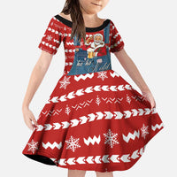 Ho Ho Hold My Beer Santa Christmas Design Family Matching Long Sleeve Bodycon Dress and Hawaiian Shirt Xmas Holiday Patterns - Wonder Print Shop