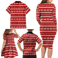 Ho Ho Hold My Beer Santa Christmas Design Family Matching Long Sleeve Bodycon Dress and Hawaiian Shirt Xmas Holiday Patterns - Wonder Print Shop