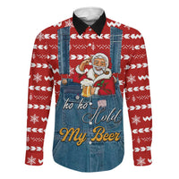 Ho Ho Hold My Beer Santa Christmas Design Family Matching Long Sleeve Bodycon Dress and Hawaiian Shirt Xmas Holiday Patterns - Wonder Print Shop