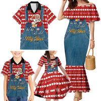 Ho Ho Hold My Beer Santa Christmas Design Family Matching Mermaid Dress and Hawaiian Shirt Xmas Holiday Patterns - Wonder Print Shop