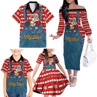 Ho Ho Hold My Beer Santa Christmas Design Family Matching Off The Shoulder Long Sleeve Dress and Hawaiian Shirt Xmas Holiday Patterns - Wonder Print Shop