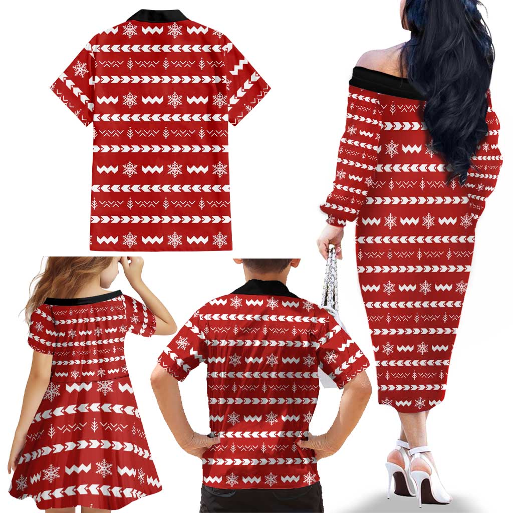 Ho Ho Hold My Beer Santa Christmas Design Family Matching Off The Shoulder Long Sleeve Dress and Hawaiian Shirt Xmas Holiday Patterns - Wonder Print Shop