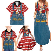 Ho Ho Hold My Beer Santa Christmas Design Family Matching Summer Maxi Dress and Hawaiian Shirt Xmas Holiday Patterns - Wonder Print Shop