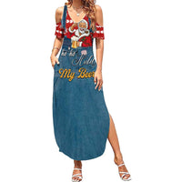 Ho Ho Hold My Beer Santa Christmas Design Family Matching Summer Maxi Dress and Hawaiian Shirt Xmas Holiday Patterns - Wonder Print Shop