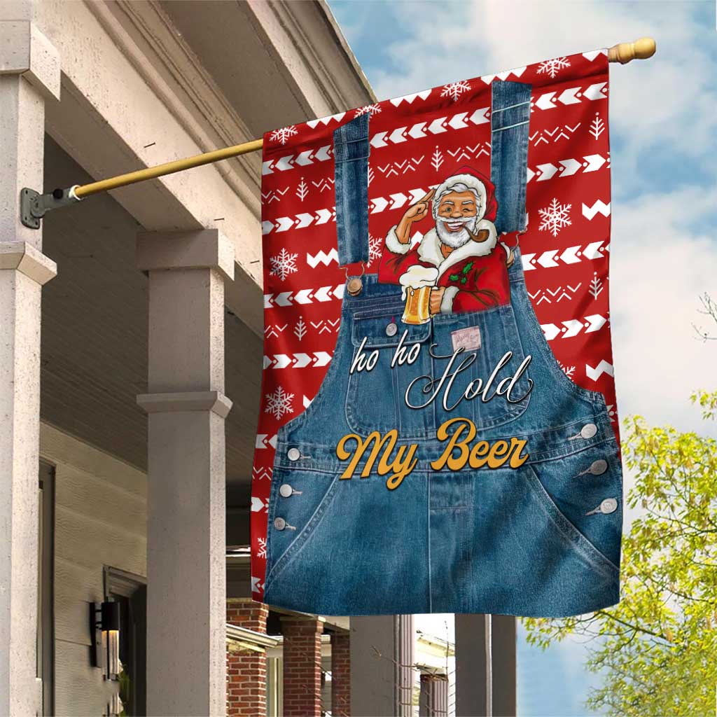 Ho Ho Hold My Beer Santa Christmas Design Garden Flag Xmas Holiday Patterns - Wonder Print Shop