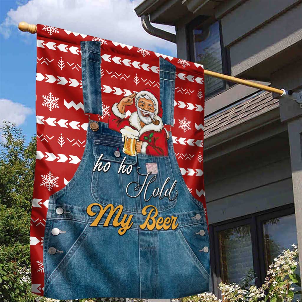 Ho Ho Hold My Beer Santa Christmas Design Garden Flag Xmas Holiday Patterns - Wonder Print Shop
