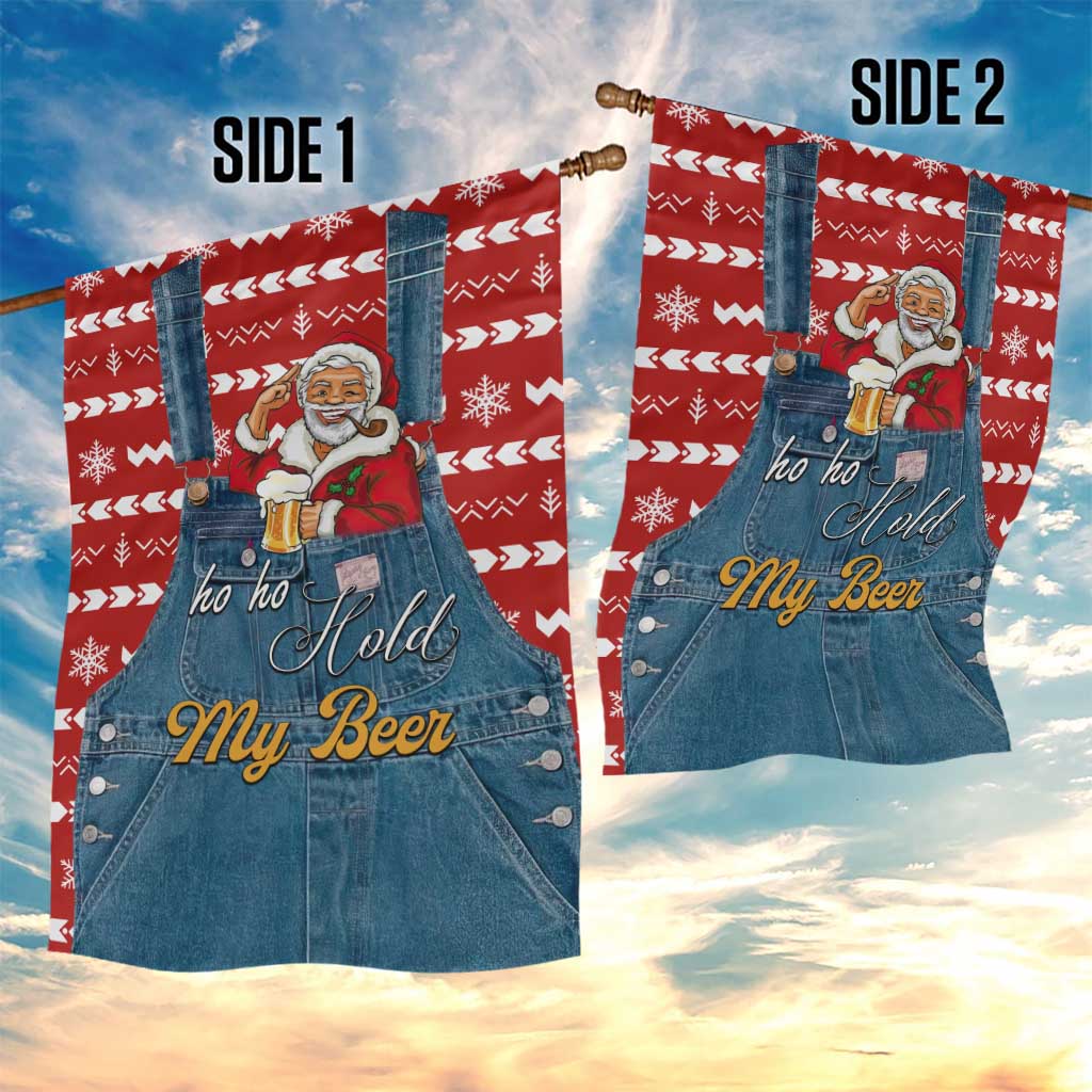 Ho Ho Hold My Beer Santa Christmas Design Garden Flag Xmas Holiday Patterns - Wonder Print Shop