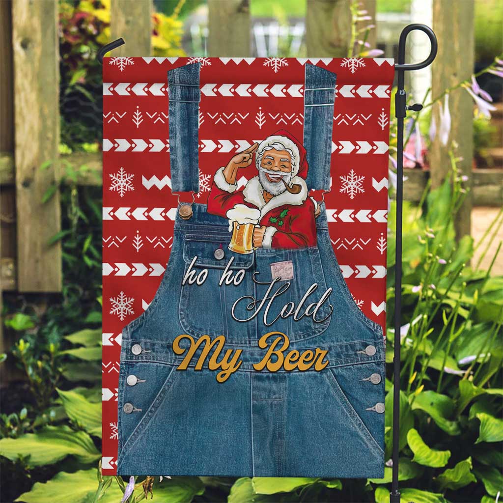 Ho Ho Hold My Beer Santa Christmas Design Garden Flag Xmas Holiday Patterns - Wonder Print Shop