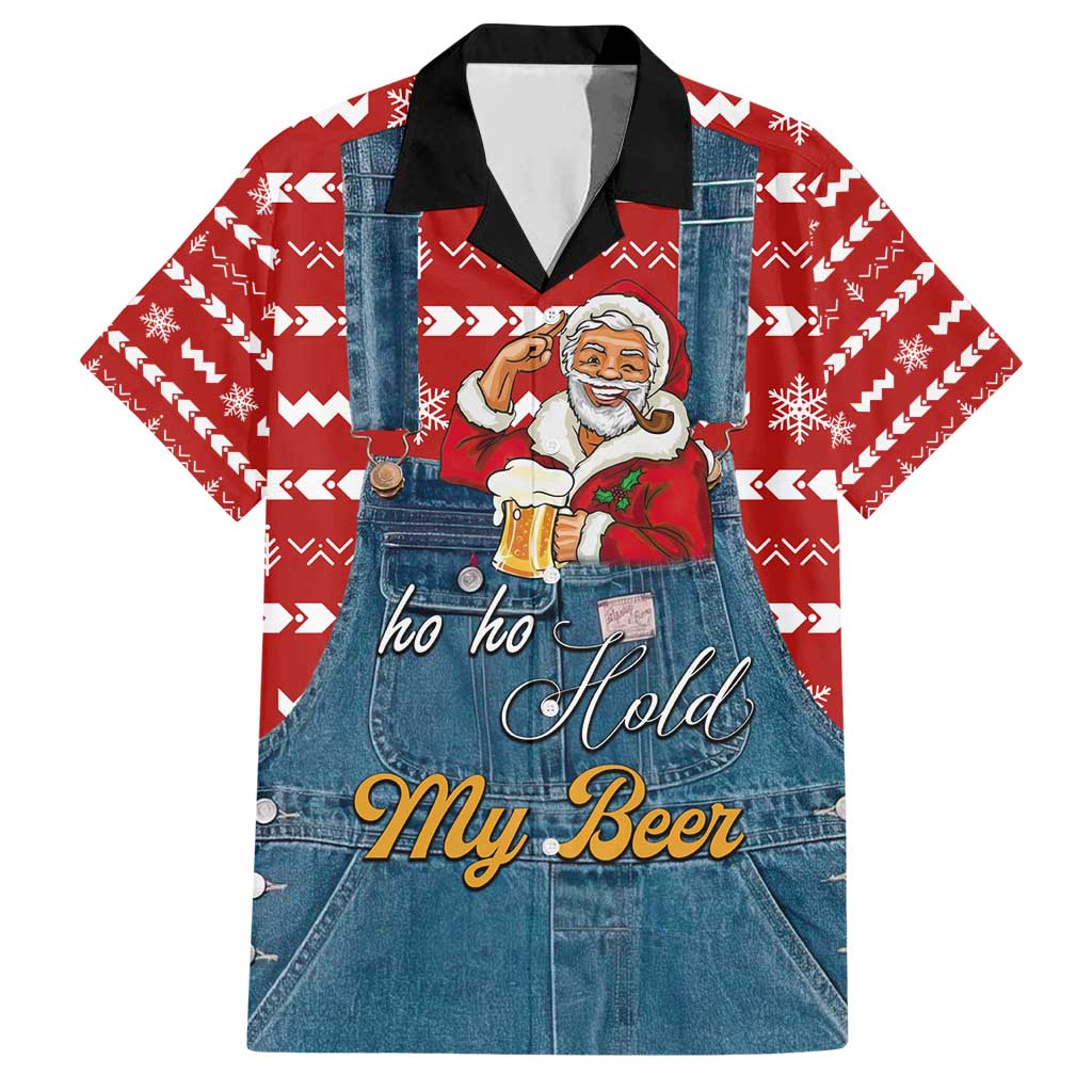 Ho Ho Hold My Beer Santa Christmas Design Hawaiian Shirt Xmas Holiday Patterns - Wonder Print Shop