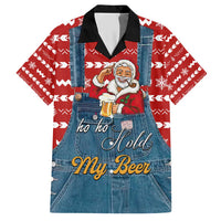 Ho Ho Hold My Beer Santa Christmas Design Hawaiian Shirt Xmas Holiday Patterns - Wonder Print Shop