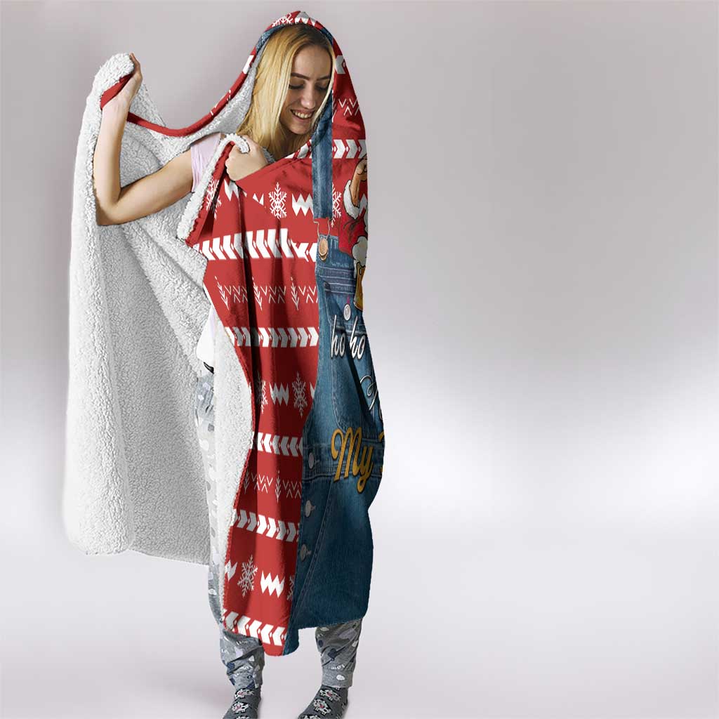 Ho Ho Hold My Beer Santa Christmas Design Hooded Blanket Xmas Holiday Patterns - Wonder Print Shop