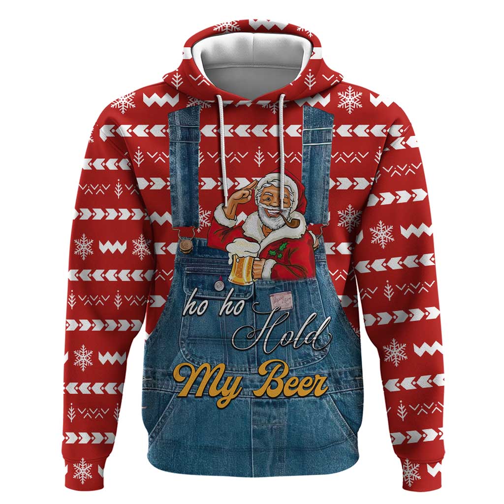 Ho Ho Hold My Beer Santa Christmas Design Hoodie Xmas Holiday Patterns - Wonder Print Shop
