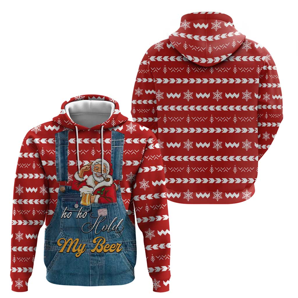 Ho Ho Hold My Beer Santa Christmas Design Hoodie Xmas Holiday Patterns - Wonder Print Shop
