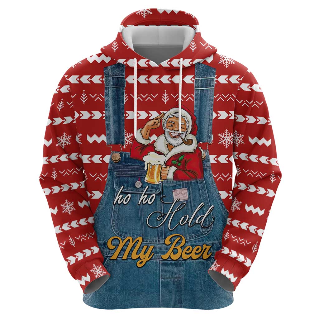 Ho Ho Hold My Beer Santa Christmas Design Hoodie Xmas Holiday Patterns - Wonder Print Shop