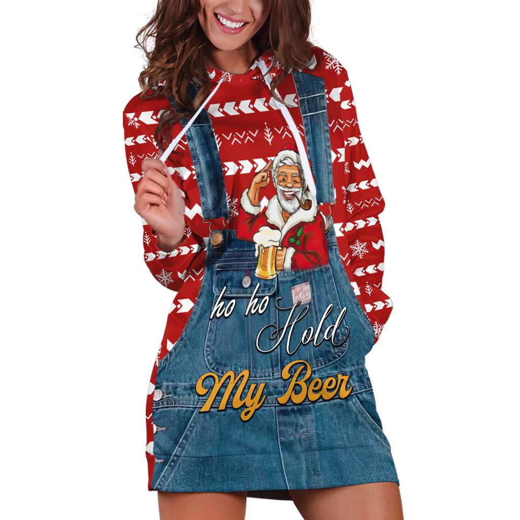 Ho Ho Hold My Beer Santa Christmas Design Hoodie Dress Xmas Holiday Patterns - Wonder Print Shop