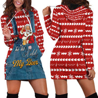Ho Ho Hold My Beer Santa Christmas Design Hoodie Dress Xmas Holiday Patterns - Wonder Print Shop