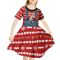 Ho Ho Hold My Beer Santa Christmas Design Kid Short Sleeve Dress Xmas Holiday Patterns - Wonder Print Shop