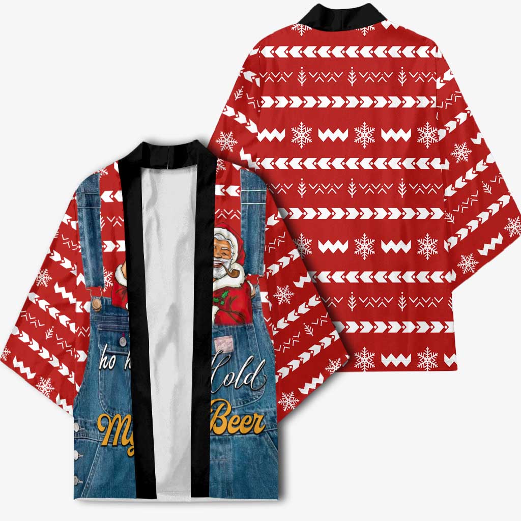 Ho Ho Hold My Beer Santa Christmas Design Kimono Xmas Holiday Patterns - Wonder Print Shop
