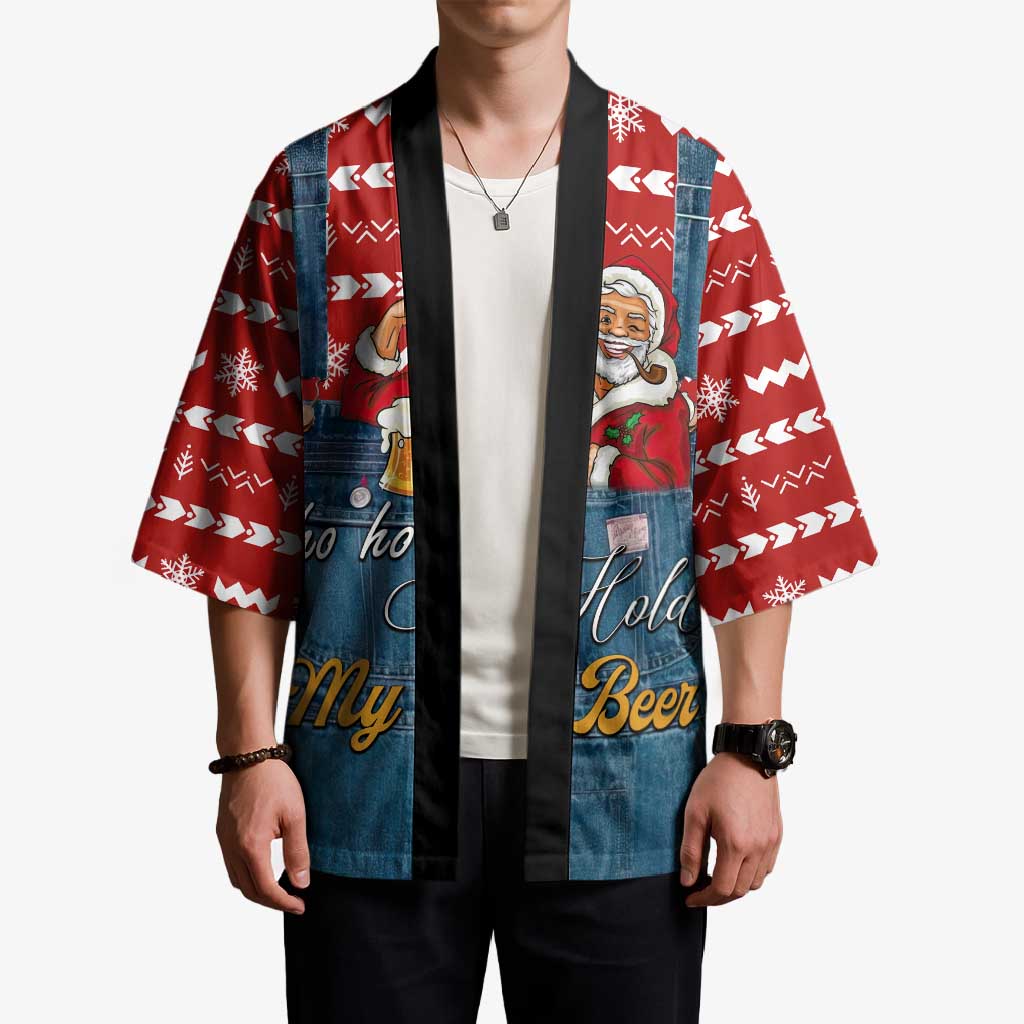 Ho Ho Hold My Beer Santa Christmas Design Kimono Xmas Holiday Patterns - Wonder Print Shop