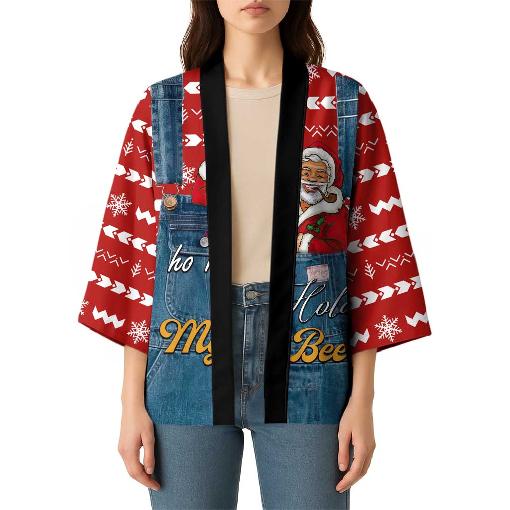 Ho Ho Hold My Beer Santa Christmas Design Kimono Xmas Holiday Patterns - Wonder Print Shop
