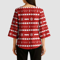 Ho Ho Hold My Beer Santa Christmas Design Kimono Sleeve Blouse Xmas Holiday Patterns - Wonder Print Shop