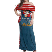 Ho Ho Hold My Beer Santa Christmas Design Off Shoulder Maxi Dress Xmas Holiday Patterns - Wonder Print Shop