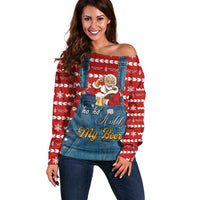 Ho Ho Hold My Beer Santa Christmas Design Off Shoulder Sweater Xmas Holiday Patterns - Wonder Print Shop