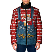 Ho Ho Hold My Beer Santa Christmas Design Padded Jacket Xmas Holiday Patterns - Wonder Print Shop