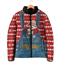 Ho Ho Hold My Beer Santa Christmas Design Padded Jacket Xmas Holiday Patterns - Wonder Print Shop