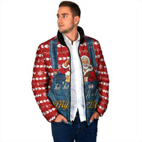 Ho Ho Hold My Beer Santa Christmas Design Padded Jacket Xmas Holiday Patterns - Wonder Print Shop