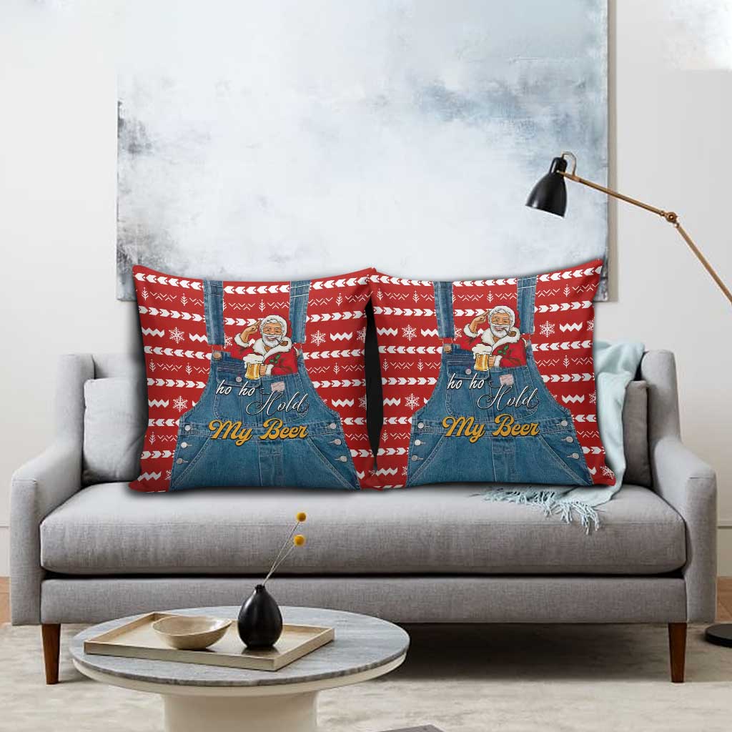 Ho Ho Hold My Beer Santa Christmas Design Pillow Cover Xmas Holiday Patterns - Wonder Print Shop