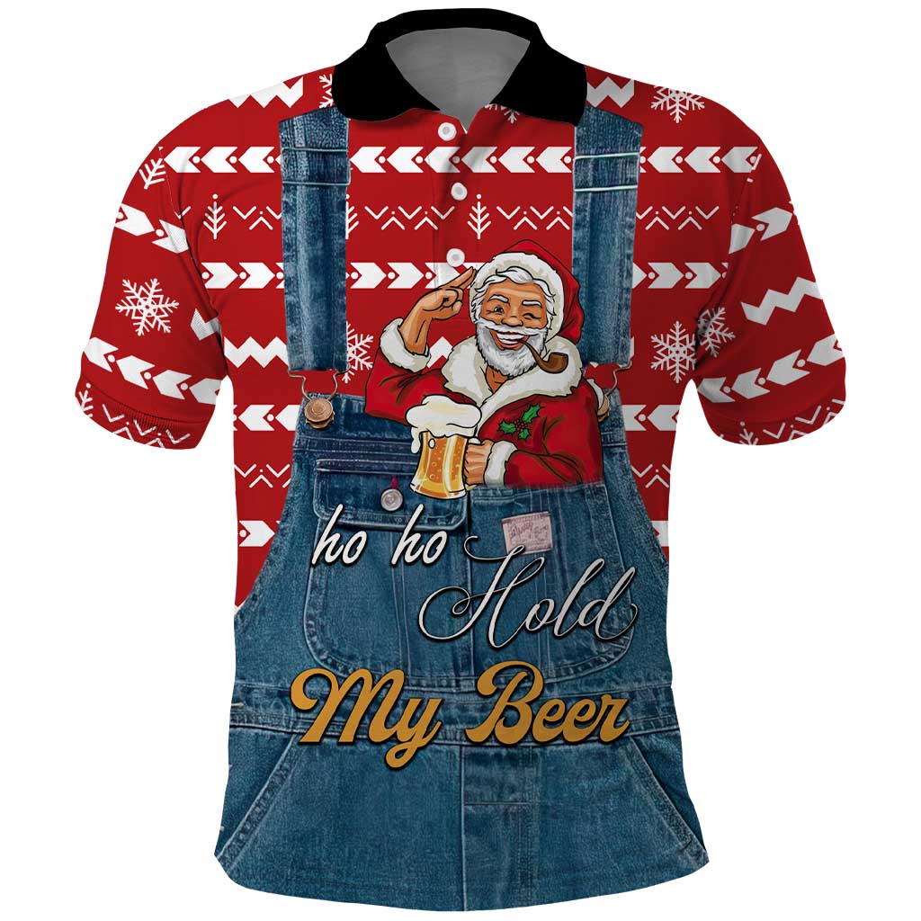 Ho Ho Hold My Beer Santa Christmas Design Polo Shirt Xmas Holiday Patterns - Wonder Print Shop