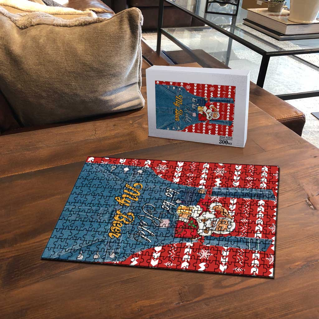 Ho Ho Hold My Beer Santa Christmas Design Puzzle Xmas Holiday Patterns - Wonder Print Shop
