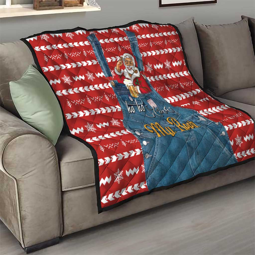 Ho Ho Hold My Beer Santa Christmas Design Quilt Xmas Holiday Patterns - Wonder Print Shop