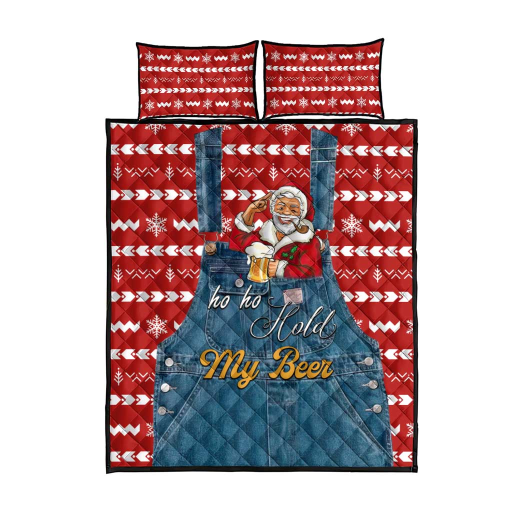 Ho Ho Hold My Beer Santa Christmas Design Quilt Bed Set Xmas Holiday Patterns - Wonder Print Shop