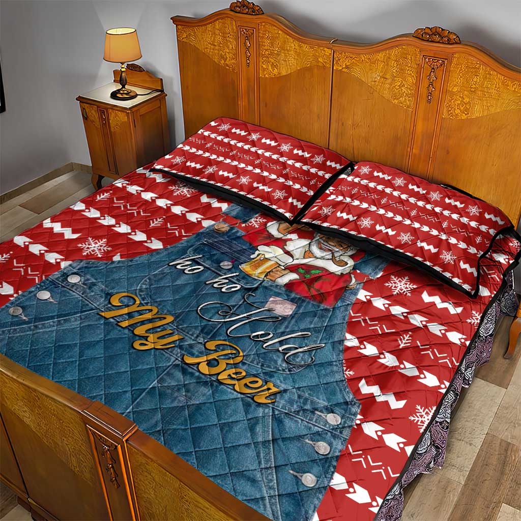 Ho Ho Hold My Beer Santa Christmas Design Quilt Bed Set Xmas Holiday Patterns - Wonder Print Shop