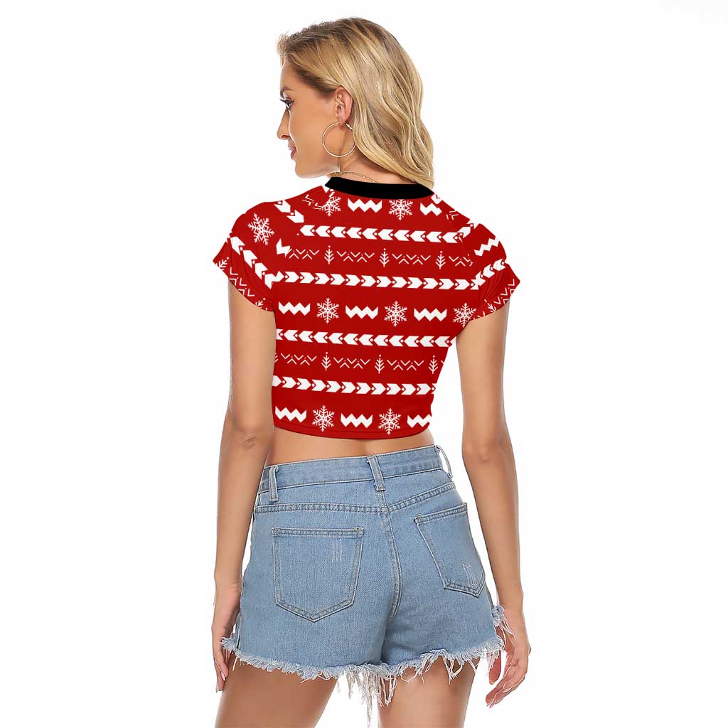 Ho Ho Hold My Beer Santa Christmas Design Raglan Cropped T Shirt Xmas Holiday Patterns - Wonder Print Shop