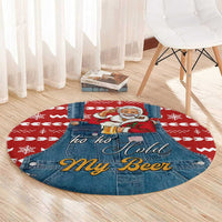 Ho Ho Hold My Beer Santa Christmas Design Round Carpet Xmas Holiday Patterns - Wonder Print Shop