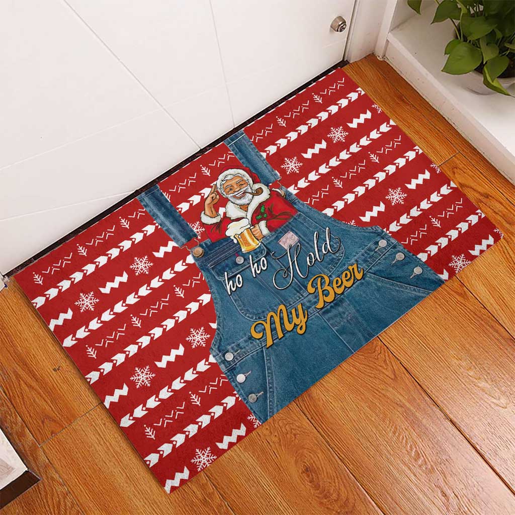 Ho Ho Hold My Beer Santa Christmas Design Rubber Doormat Xmas Holiday Patterns - Wonder Print Shop