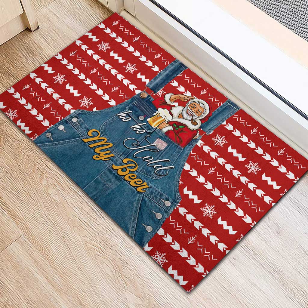Ho Ho Hold My Beer Santa Christmas Design Rubber Doormat Xmas Holiday Patterns - Wonder Print Shop